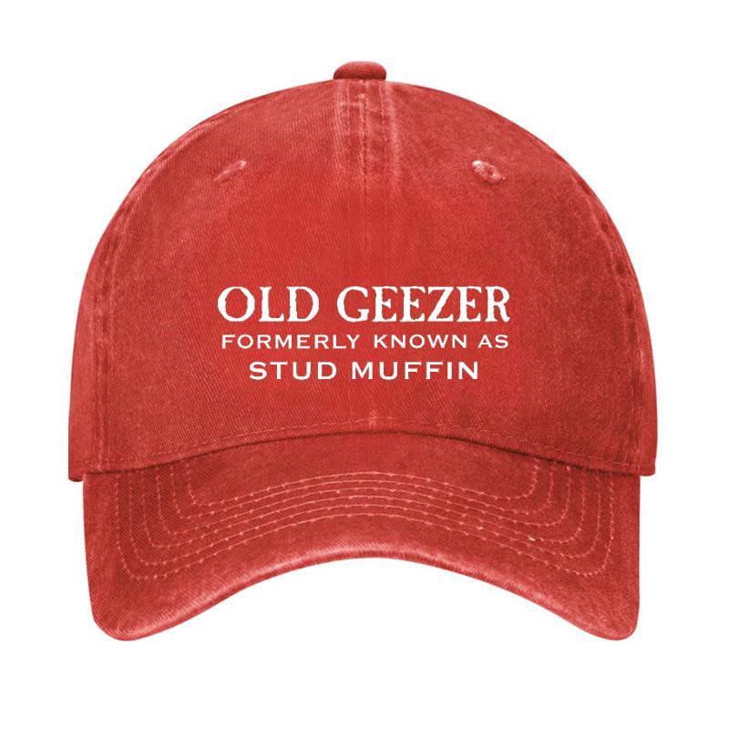 For Printed Logo PVC Baseball Cap Cross-Border OLD GEEZER Washed Letter 6-Panel Adjustable Outdoor Sunscreen Four Seasons