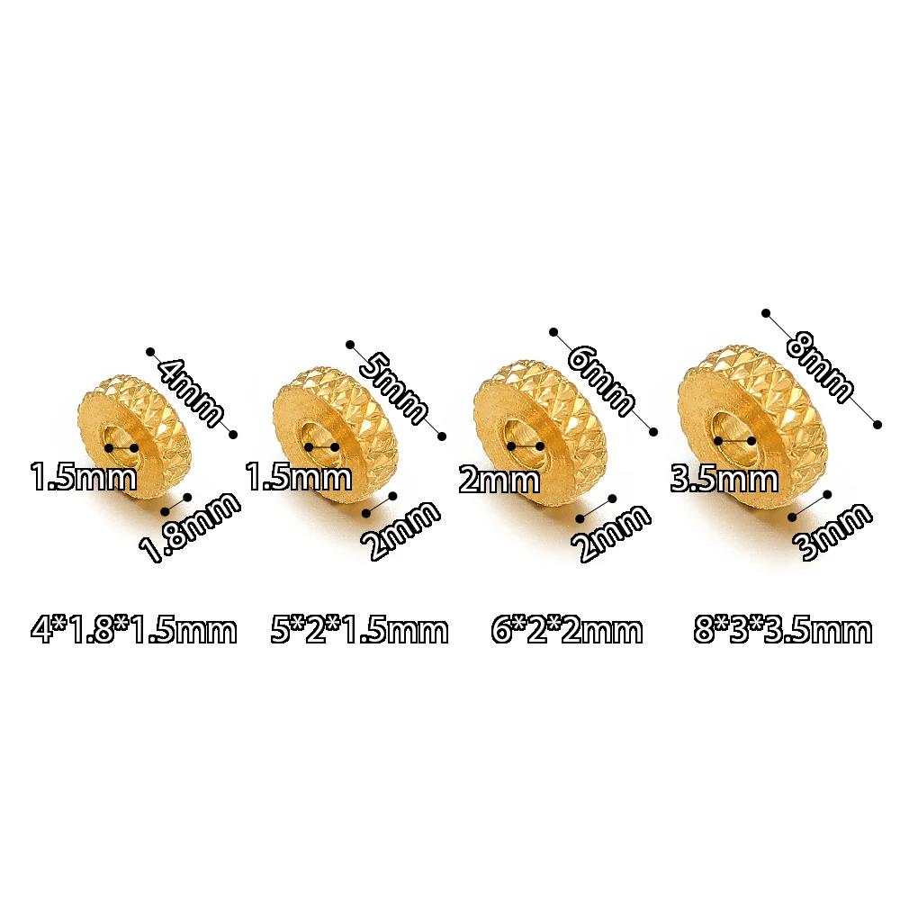 20Pcs Stainless Steel Gold Texture Flat Spacer Beads Loose Bead for DIY Bracelet Necklace Jewelry Making Charm Finding 4/5/6/8mm