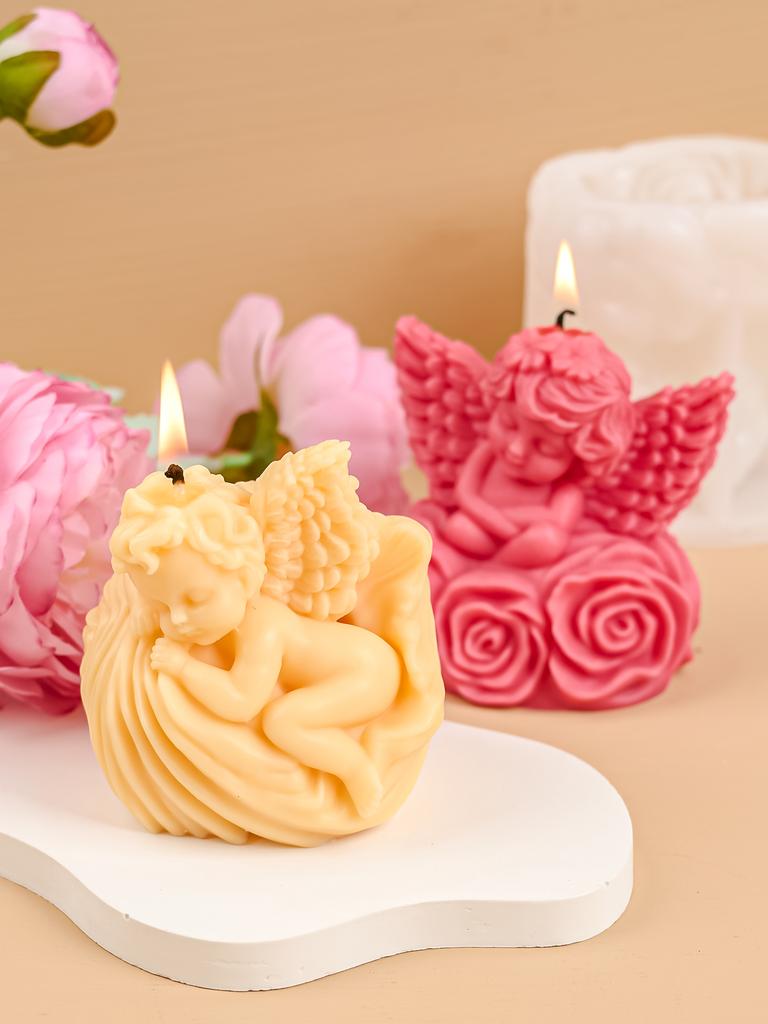 3D Rose Angel ароматизированная свеча силиконовая форма DIY цветок крылья мальчик ангел формы для мыла ручной работы гипсовая смола орнамент домашний декор подарок