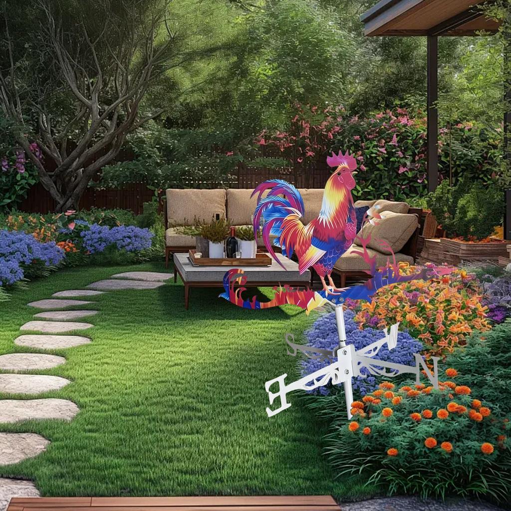 Новый металлический флюгер Петух Индикатор направления ветра Фермерский дом Сад Флюгер Спиннер Измерительные инструменты Наружные украшения