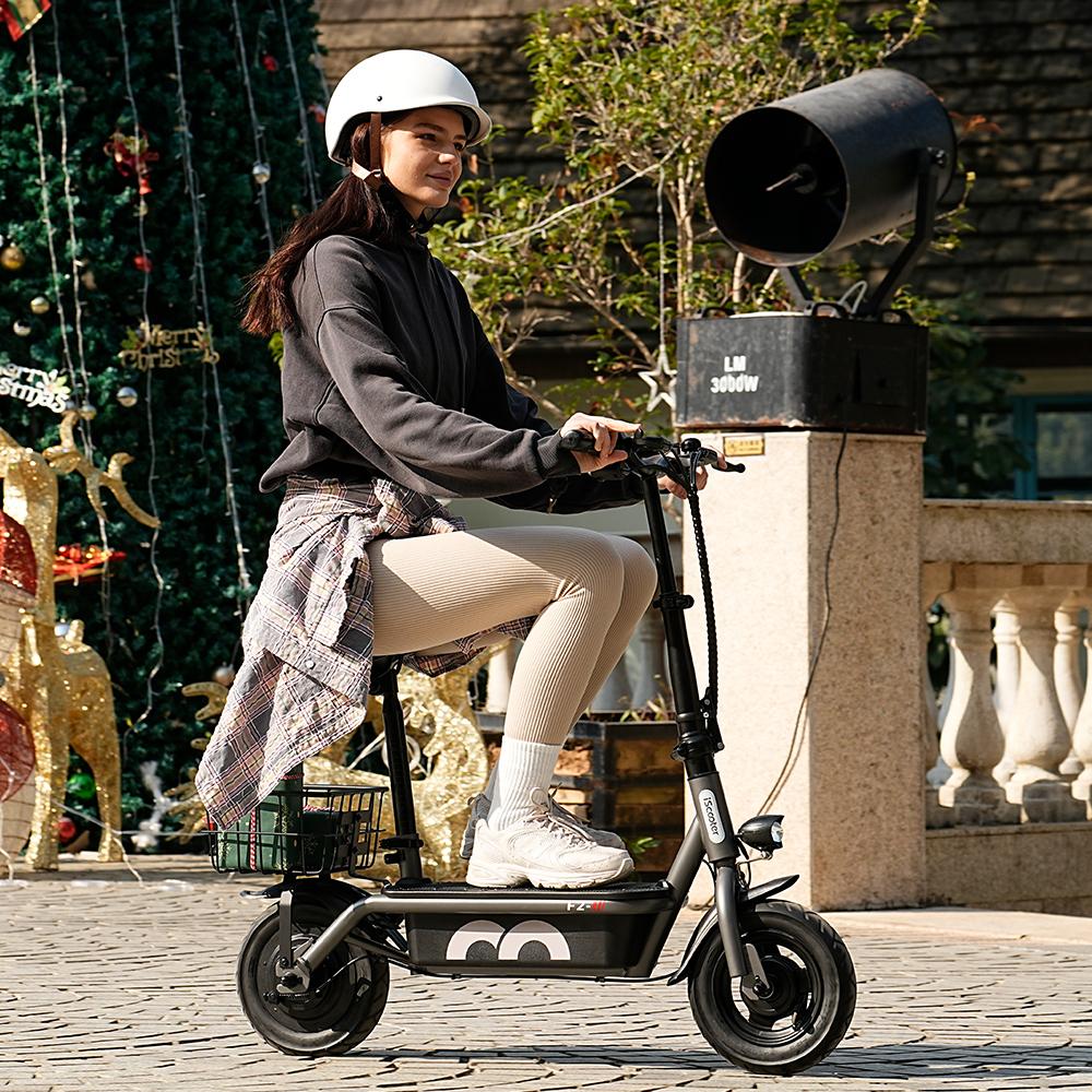 iScooter Electric Scooter F2 Adult Shopping Scooter 500W 30km/h Max Load 120KG 10 Inch Folding Light Weight with Seat and Basket