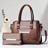 2pcs New Fashion Crocodile Stitching Handbag Super-capacity Lightweight Waterproof Shoulder Bag Multi-zipper Compartment Crossbody Bag