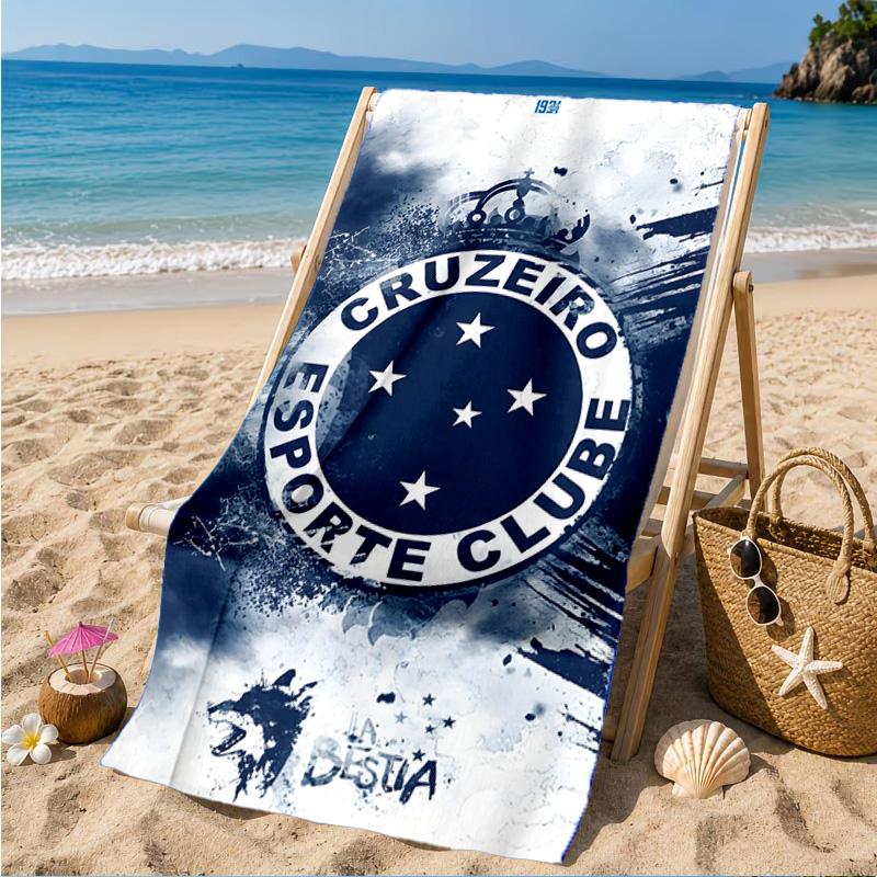 Cru-zeiro Esporte Club Crest Printed Microfiber Beach Towel, Soft And Absorbent, Quick-Dry, Ideal for Summer Travel, Beach Essential, Swimming Pool