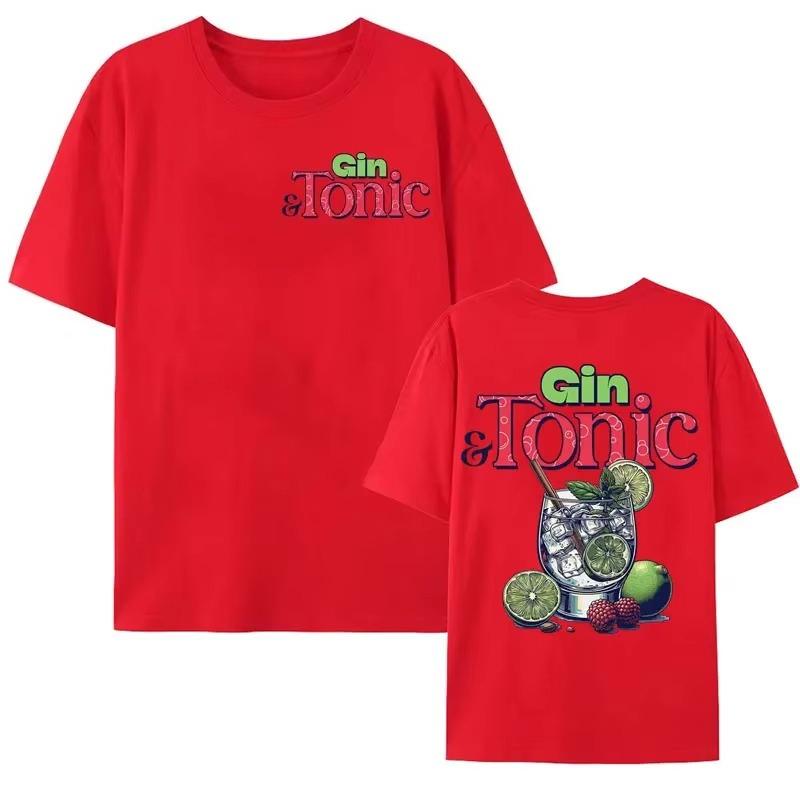 Funny Gintonic Meme Pattern Tshirt Beverage Cocktail Theme Gift Printed Tshirt Unisexs And Unisexs Fashion Aesthetics