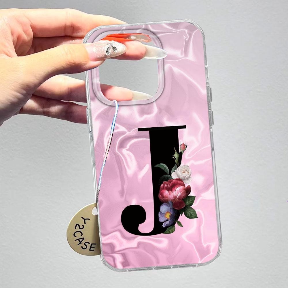 A-Z Черная Буква Пион Цветок Противоударный Чехол для Телефона Для Xiaomi Redmi A5 A3 A4 A1 A2 9A 9C 9 10 Силиконовый Парный Чехол Задняя Крышка