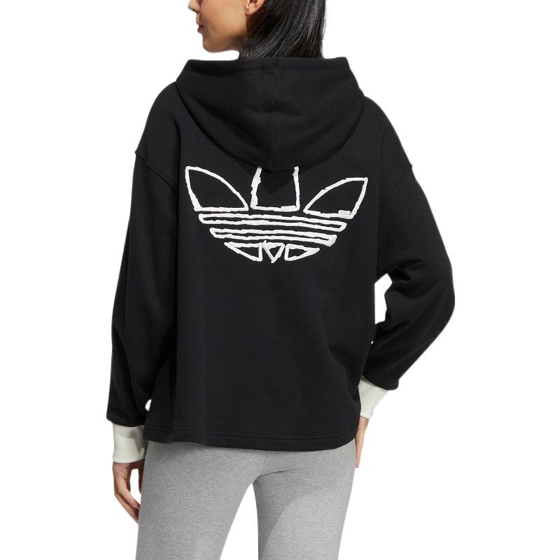 adidas Женская черная толстовка с капюшоном и Трилистником Originals IC8137