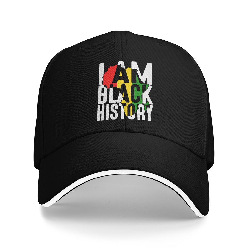 I am Black History Map of Africa RBG Colors African American Baseball Cap Outdoor Gym Trucker Hat Stylish Print Snapback Cap