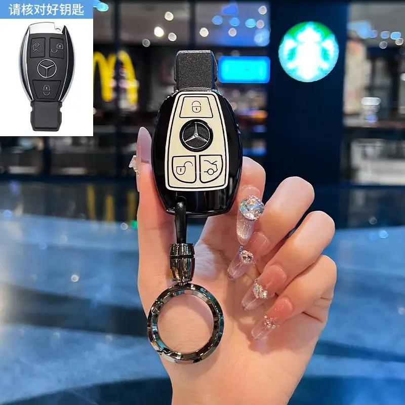 TGM3 Female Key Case for Mercedes Benz CLS CLA GL R SLK AMG A B C S Class 3 Button Remote Car Key Cover Holder Keychain Accessories