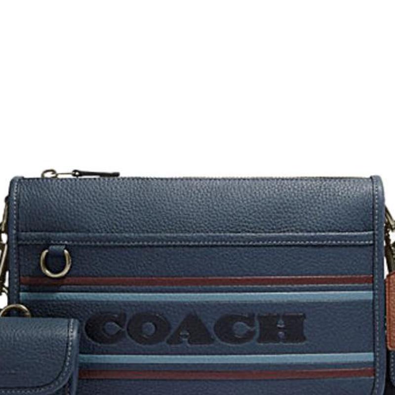 Coach Heritage 25 Сумка через плечо средняя из кожи и ткани на молнии Женские сумки Темно-синий CG998-QBDEI