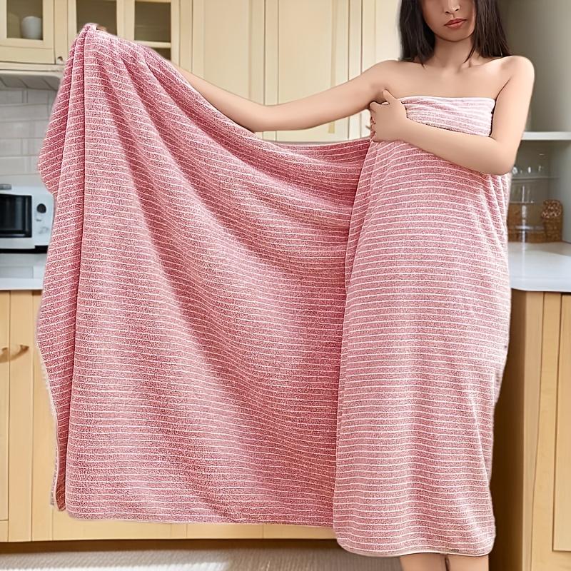 Очень большие банные полотенца 105x200см - Супервпитывающая быстросохнущая микрофибра с современным полосатым дизайном для спа, спортзала, ванной комнаты, пляжа и путешествий