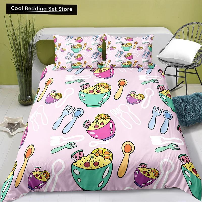 Милый мультфильм Еда Король Королева Пододеяльник Pearl Молочный Чай Постельное белье Детский Подростки Взрослые Десерт Картофель фри Кола Полиэстер пододеяльник