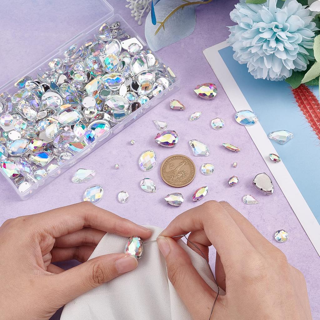 PH PandaHall 362 Плоский бисер для шитья 16 сверкающих аксессуаров Декоративный материал для самостоятельного изготовления сумок Украшения Стразы, детали, детали, типы, камни, детали,