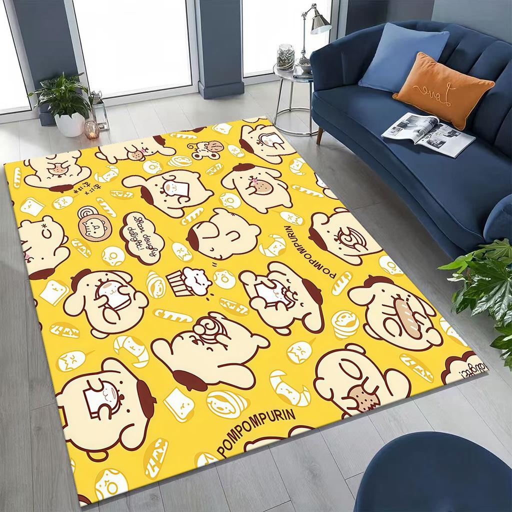 2026 New Cute Cinnamoroll Pompompurin Sanrio Cartoon Rug for Bedroom Living Room Sofa Home Doormat Decor, Kid Non-slip Floor Mat