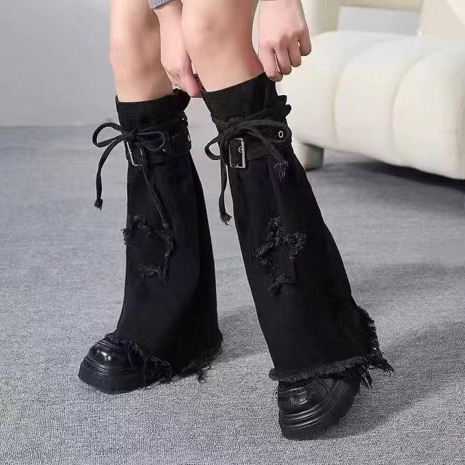 Скелетные сетчатые гетры до бедра: Носки с клёшем и сборками в стиле тёмной субкультуры