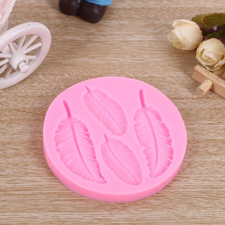 Силиконовая форма для торта, 4 пера, 1 лист, сделай сам, украшение для шоколадного торта, сухая глиняная штукатурка Pais