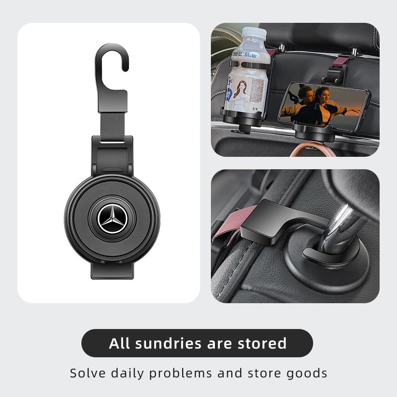 HCDS2 3-In-1 Cup Holder Hook Car Seat Multifunctional Seat Back Hook For Mercedes Benz W211 W124 W176 W177 C180 C200 C260 C300 GLC CLE