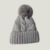 Unisex Winter Beanie Knitted Thick Folded Brim Solid Color Stretchy Pom-Pom Hat Ear Protection Piled Hat Windproof Cold Weather Warm Headgear