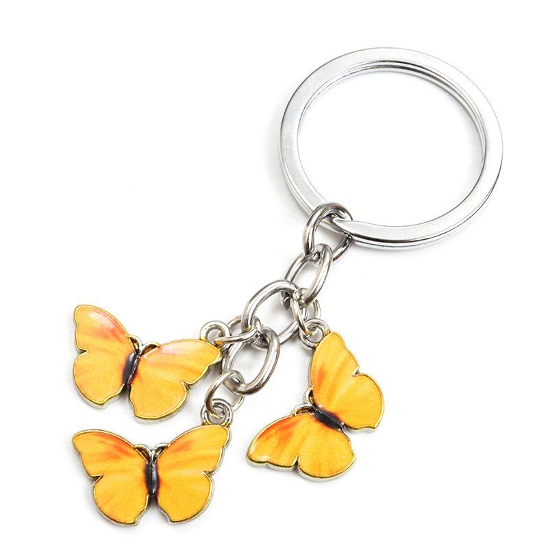 Цветной эмалированный брелок в виде бабочки из цинкового сплава, подвески в виде насекомых, поделки, автомобильные ключи, женские сумки, аксессуары, ювелирные изделия, подарки, модный брелок