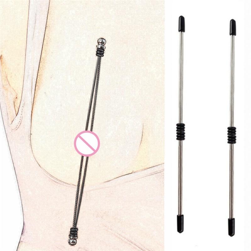 Double Bar Adjustable BDSM Play Extreme Steel Nipple Clamps with Silding Tensioner Sex Toys for Women