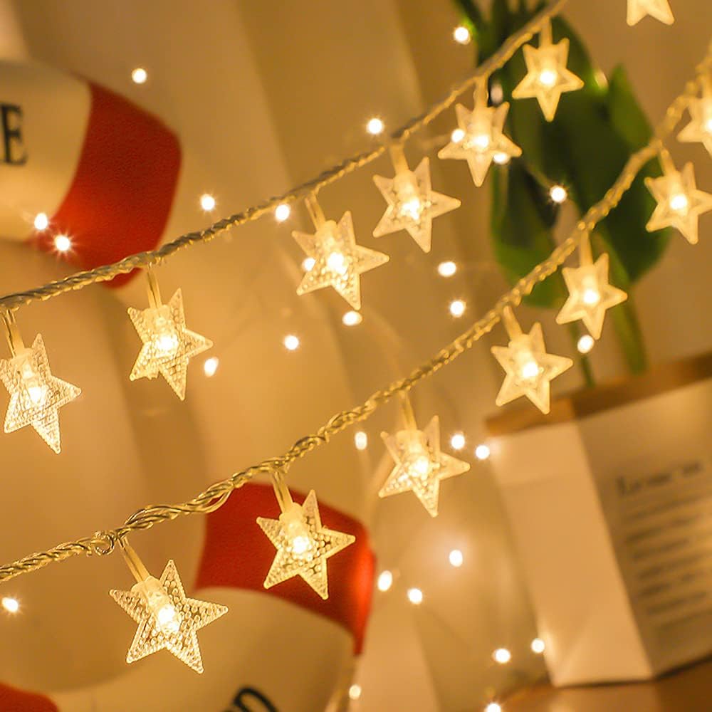 10M 80leds Star String Lights Twinkle Garlands Light Christmas Lamp For Holiday Xmas Party Wedding Outdoor Decoration