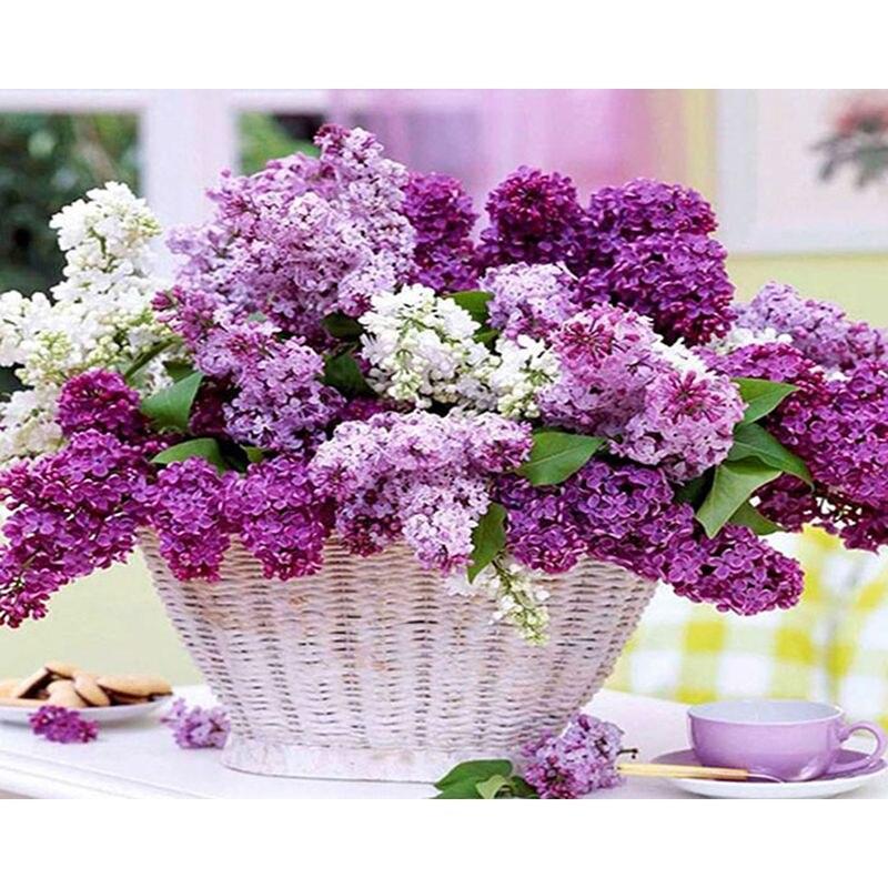 Алмазная живопись цветы полная дрель круглая алмазная вышивка фиолетовая лавандовая картина стразами домашний декор