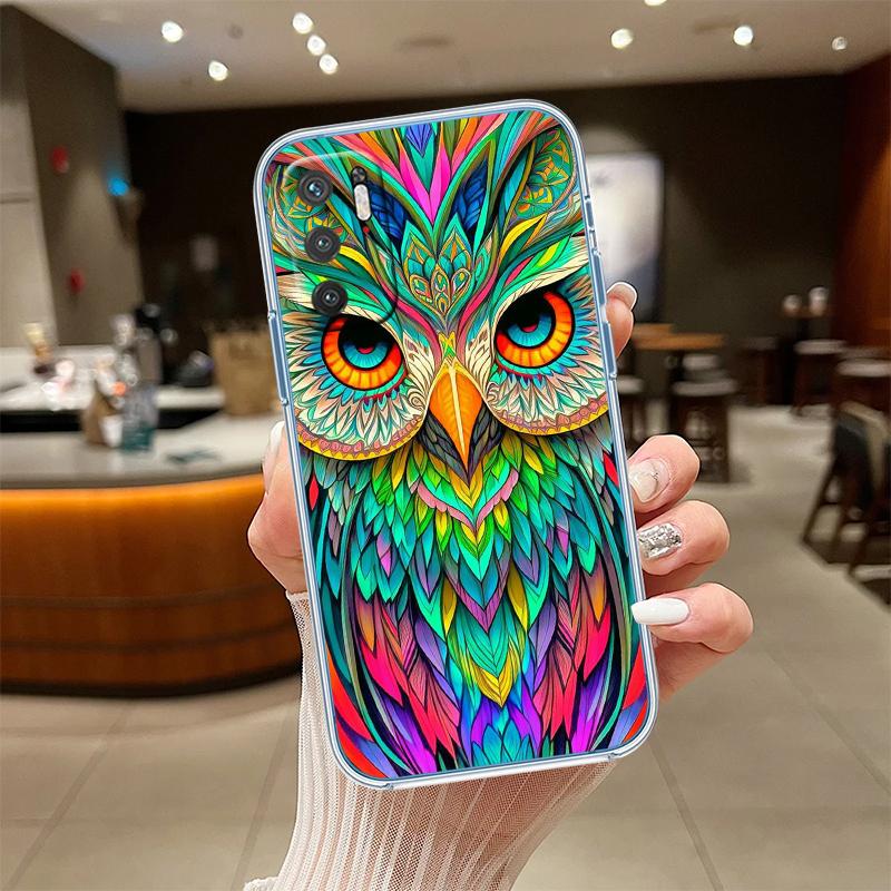 RE16 Cartoon Art Owl Transparent Phone Case for Samsung Galaxy A04 A04S A14 A23 A34 A54 M23 M33 M52 M53