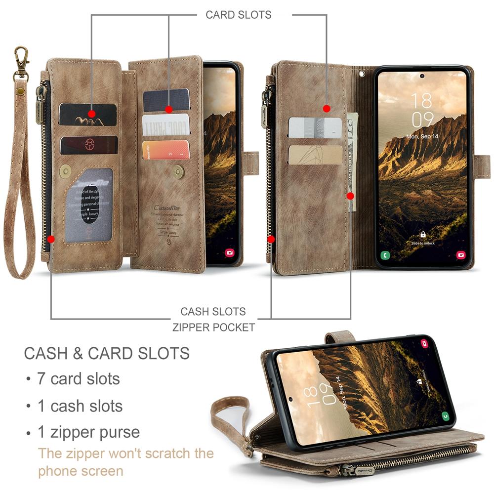 Leather Zipper Wallet Case For Samsung Galaxy A14 A15 A16 A17 A24 A25 A33 A34 A35 A36 A53 A54 A55 A56 A71 A72 4G 5G Phone Cover