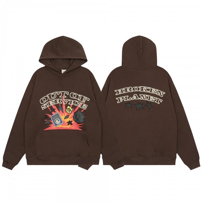 Сет Худи Broken Planet Streetwear С 3D Объемным Принтом Свободный Крой Хлопковая Толстовка Мужская