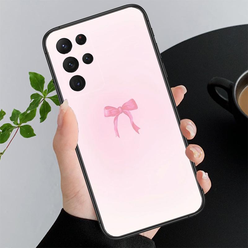 Розовый Бант эстетика coequtte Чехол для телефона For Samsung Galaxy S26 S25 S24 S23 S22 Ultra S23 S22 S25 Plus S24 FE S26Edge