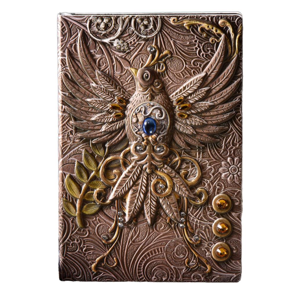 Phoenix A5 PU Leather Journal 3D Embossed Retro Vintage Writing Notebook Thermal Bound for School Gifts Travel Dairy Notepad