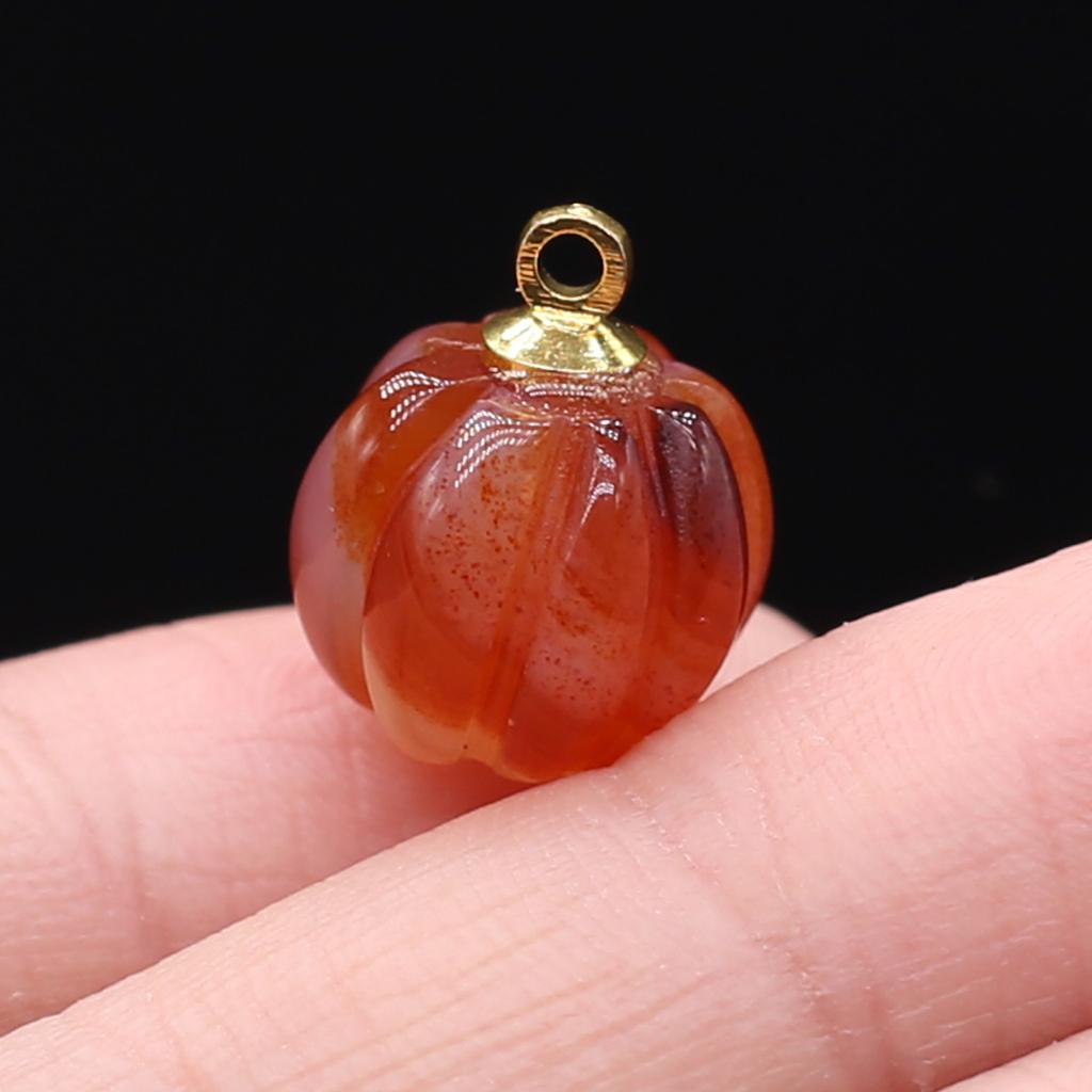 1 шт., подвеска из натурального камня в форме тыквы, кристалл розового кварца, агат, подвески для изготовления ювелирных изделий, аксессуары для ожерелья «сделай сам», 13 × 13 мм