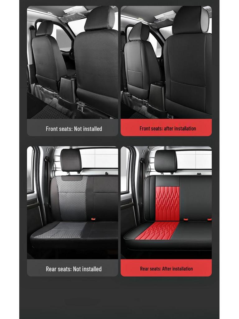 Wuling Rongguang Truck Seat Covers - Leather, Cartoon, Full Package, All Seasons, Fits Single & Double Row.