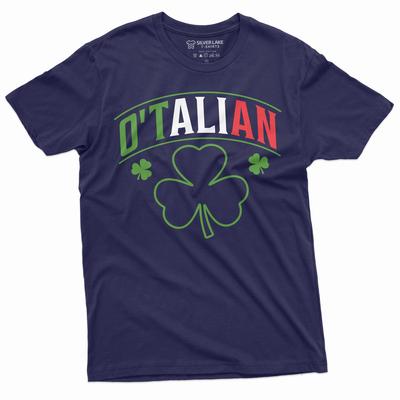 Men's Funny O'Talian Irish T-shirt Funny St. Patrick's Day Italian Tee Shirt Ireland Flag Holiday Shirt Clover Shamrock Tee