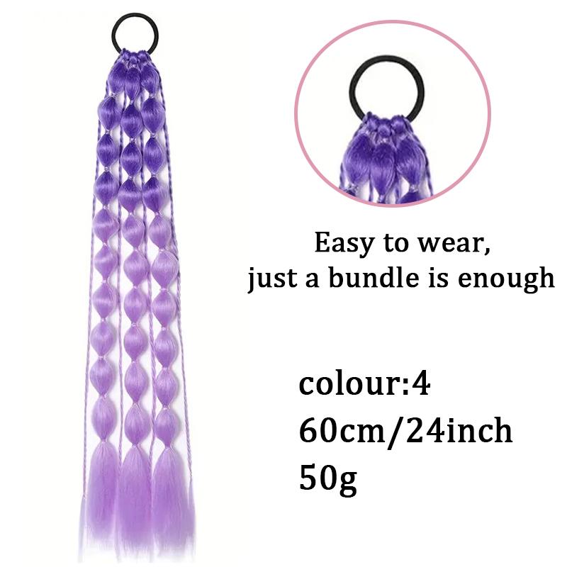 Horsetail Wig Gradual Color Lantern Bubble Fried Dough Twists Braid Horsetail Female Synthetic Wig Suitable for Party