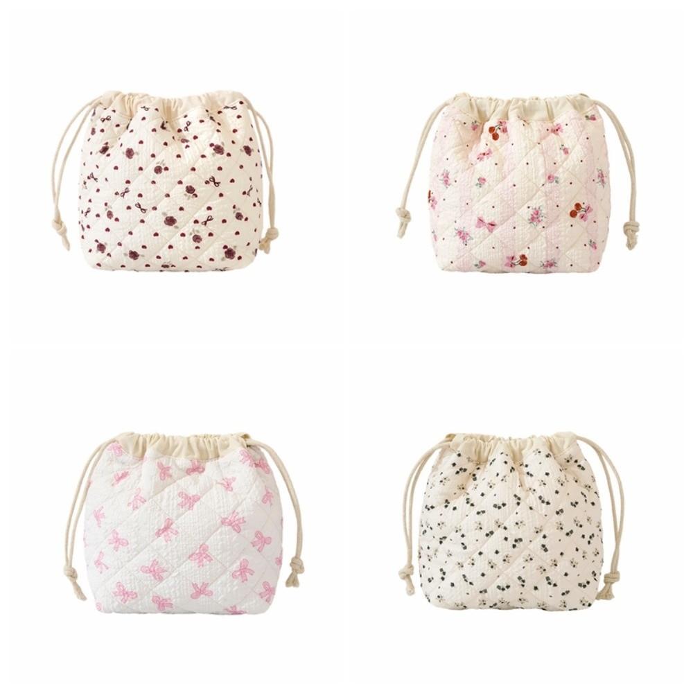 Сумка для хранения украшений Косметичка Мешок на завязках Цветочная сумка для макияжа Портативный кошелек для монет Путешествия