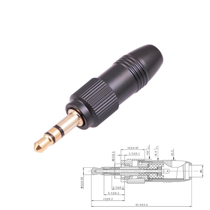 Черный 3,5 мм 1/8" Стерео Винтовой Аудио Зажимной Разъем для Микрофона Sennheiser Запасной Штекер Адаптер