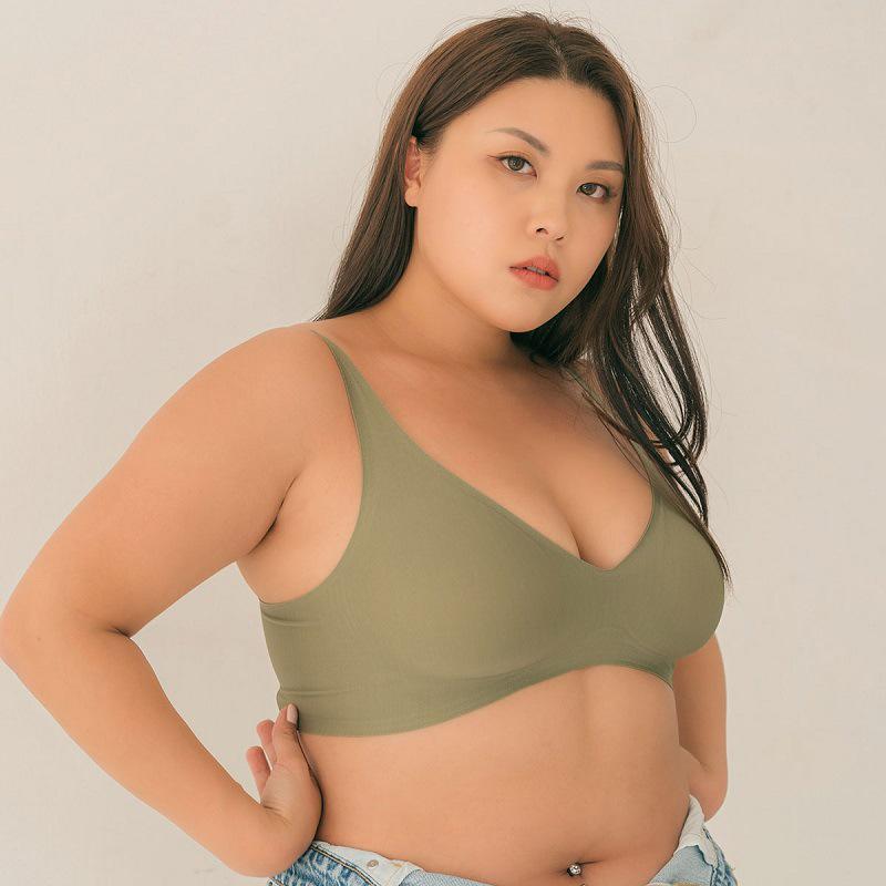 Женский бюстгальтер большого размера с V-образным вырезом, без косточек, с мягкой поддержкой и съемными чашками