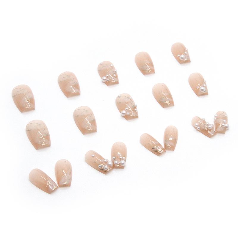 Artificial Nails Diamond Style Wearable Nails, Finished Fake Nails, Nail Art Pieces, Innocent Girls Look White and Translucent