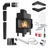 KRATKI FLOKI M Left Fireplace Insert 10 kW Ø200 Black Set for Installation