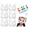 1 Set Cat Face Guard Kit with Paintbrush 12 Colors Pigments Color Palette DIY White Paper Eye Cover Stage Performance Cosplay Costume Party Supplies