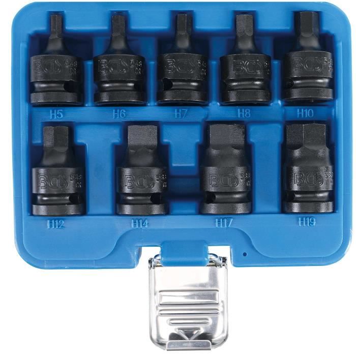 Jeu de douilles à embouts à choc - BGS - 12,5mm (1/2'') - 9 douilles - Acier chrome-molybdène