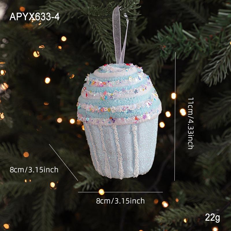 New Christmas Ornaments Cute Pink Cartoon Macaron Foam Candy Christmas Tree Pendant Pendant Props
