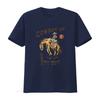 COWBOY UP ДИКИЙ ЗАПАД Американский Ретро Круглый Вырез Женская Футболка Черная X Large винтажный Стиранный Растягивающийся Топ Для Повседневной Носки