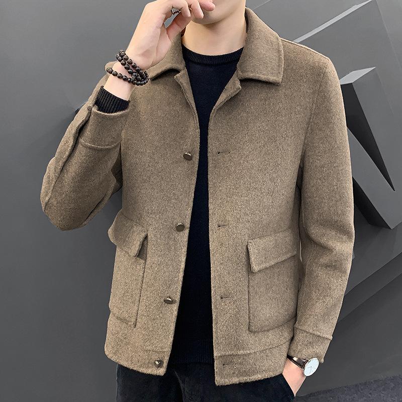 Мужская куртка шерстяное пальто осень и зима повседневное облегающее модное красивое двухстороннее шерстяное пальто для мужчин