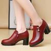 Spring and Autumn New Short Boots Women's Fashion Medium Heel Thick Heel Waterproof Table with Drill and Bare Boots Non-slip Small Leather Shoes