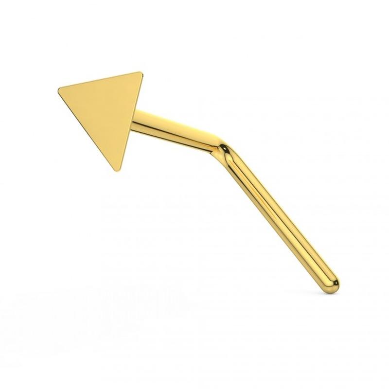 KODY PIERCING 9K Gold L-Shaped Flat Triangle Nose Stud - Quality Piercing