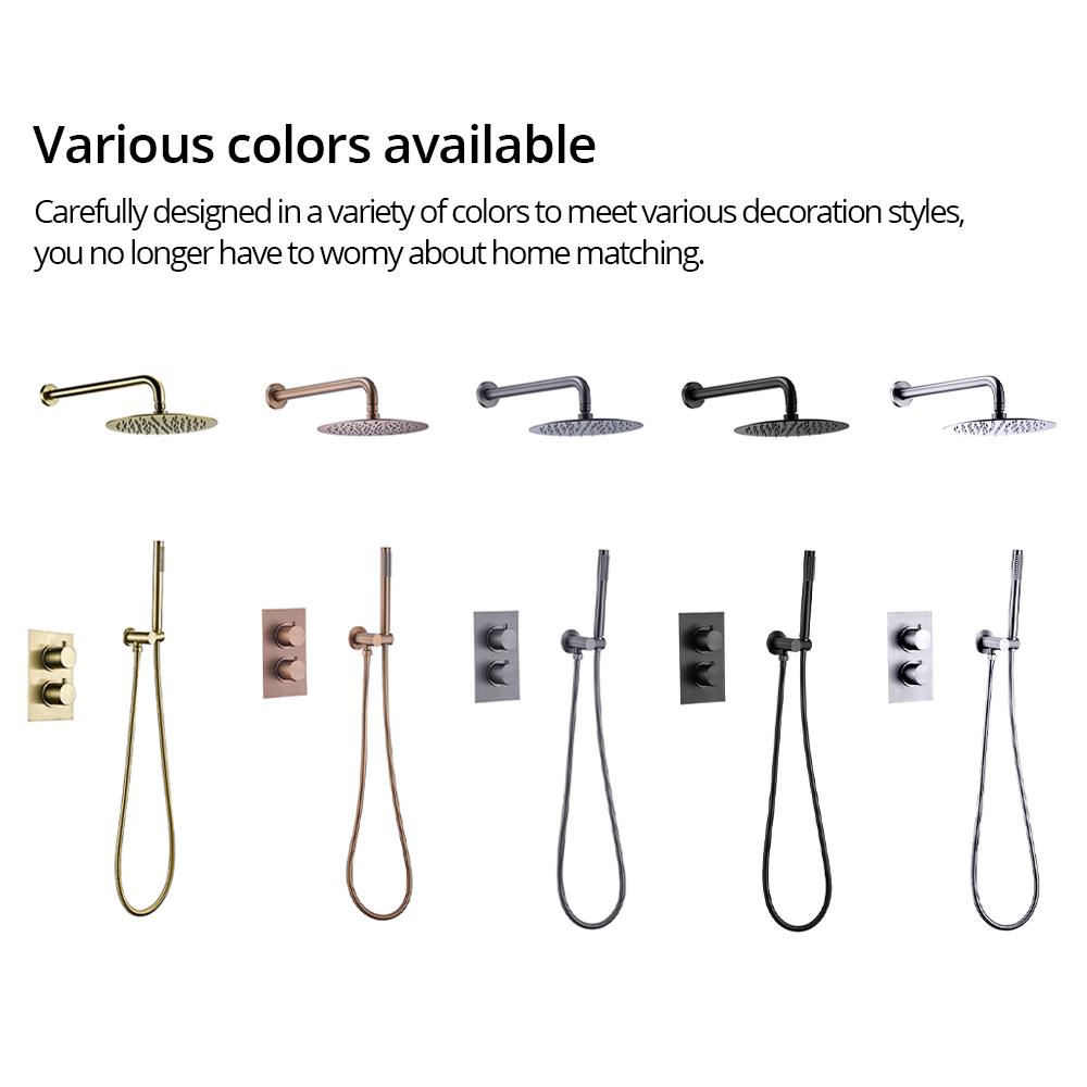 Система для душа в ванной Gunmetal Термостатический смеситель для душа 8-12 дюймов Лейка тропического душа Sistema De Ducha Набор для душа Цельная латунь