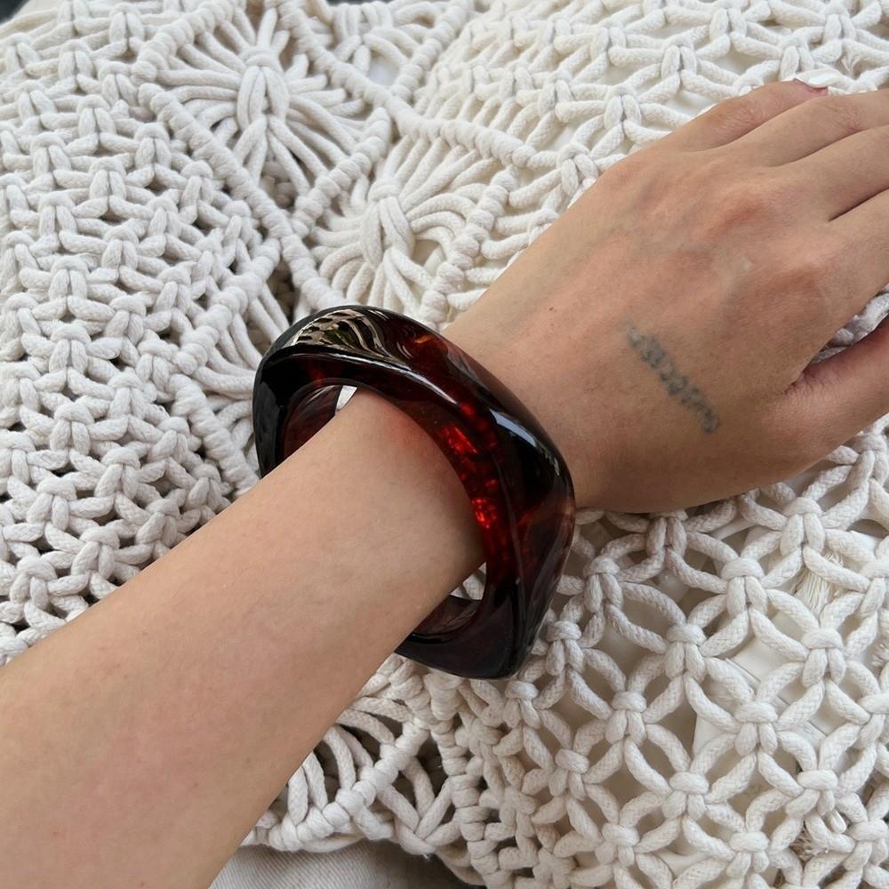 Геометрический Неправильный Широкий Браслет Богемный Ретро Кольцо на Руку Преувеличенный Акриловый Браслет Подарок