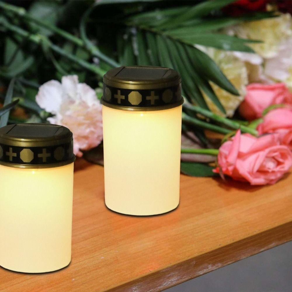 Waterproof Solar Cemetery Candle Light Flameless Electronic Candle Light Cemetery Decoration