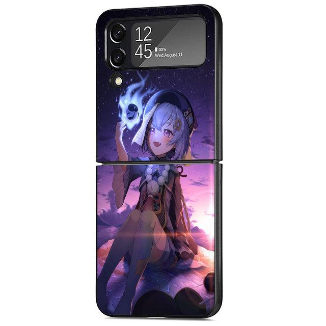 Case For Samsung Galaxy Zflip3 Z Flip 3 5g Zflip Z Flip 4 Flip3 Flip4 Genshin Impact Anime Cute Cover Black Cases Bumper